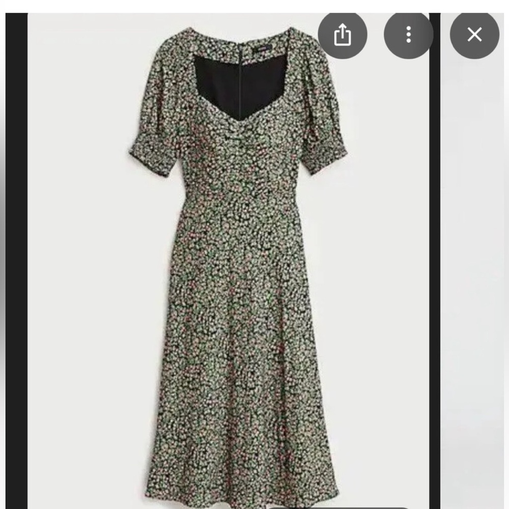 J. Crew Black Floral Long Sleeve Dress